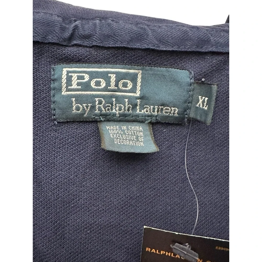Polo Ralph Lauren Vintage Hoodie Men XL Full Zip Blue Big Pony Dead Stock EF14-8